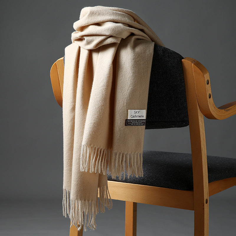 Autumn and Winter Sky Pure Color Imitation Cashmere Scarf Single Color