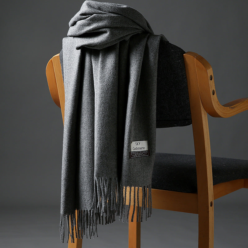 Autumn and Winter Sky Pure Color Imitation Cashmere Scarf Single Color