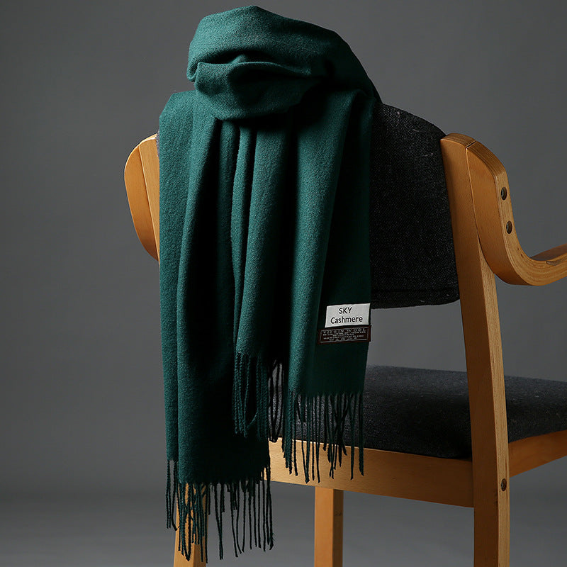 Autumn and Winter Sky Pure Color Imitation Cashmere Scarf Single Color