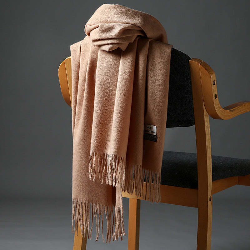 Autumn and Winter Sky Pure Color Imitation Cashmere Scarf Single Color