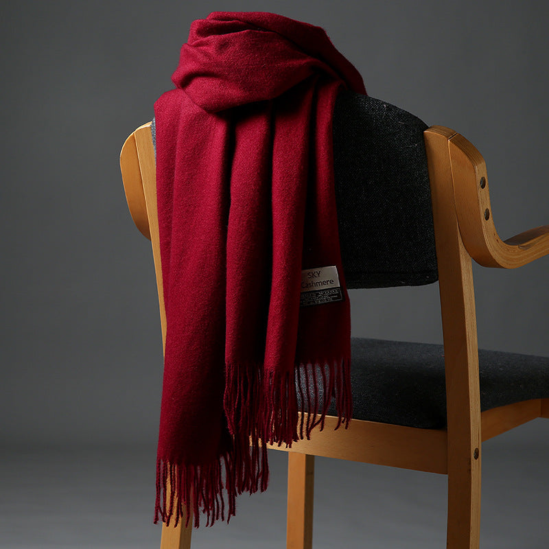 Autumn and Winter Sky Pure Color Imitation Cashmere Scarf Single Color