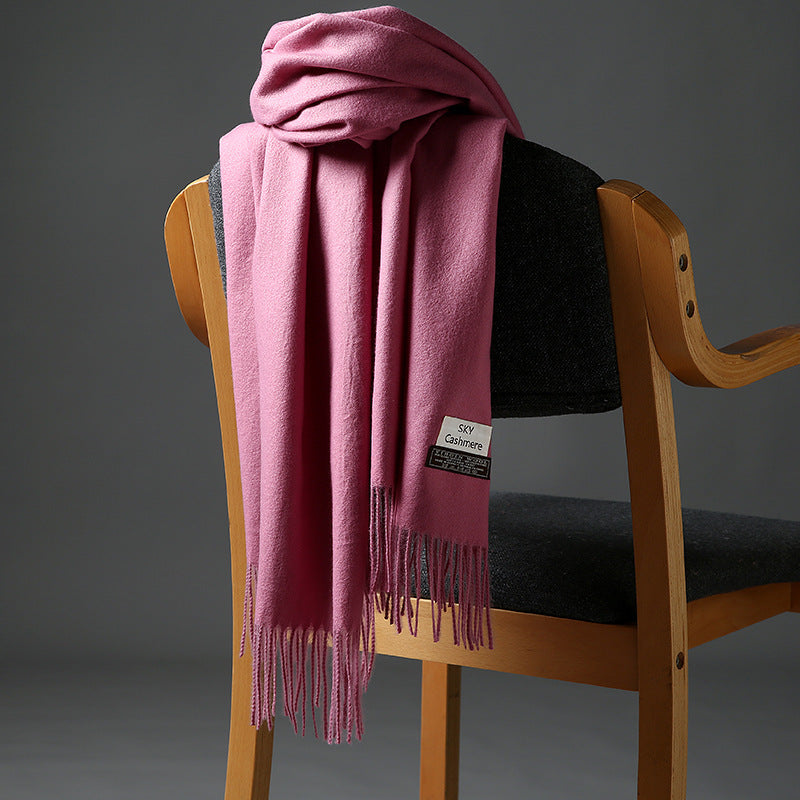 Autumn and Winter Sky Pure Color Imitation Cashmere Scarf Single Color
