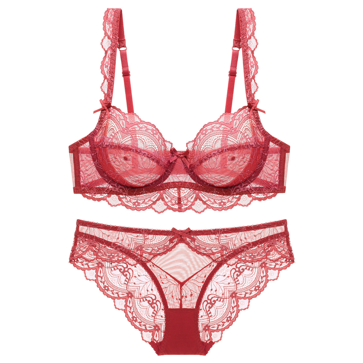 Ultra-Thin Sponge-Free Transparent Bra with Big Breasts and Small Lace Bra