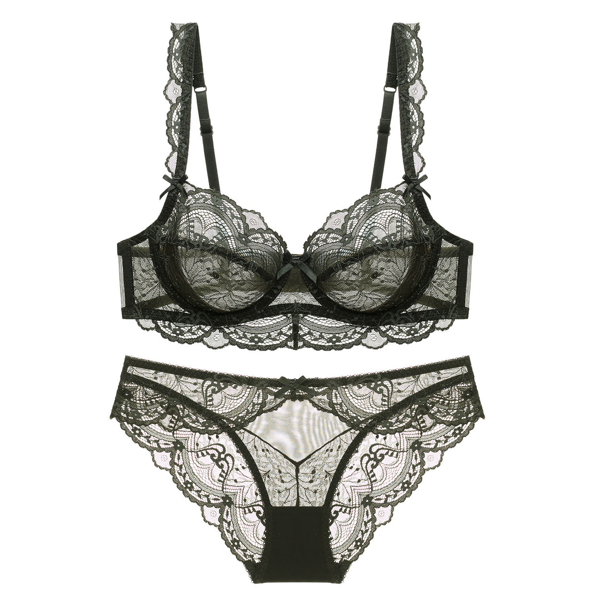 Ultra-Thin Sponge-Free Transparent Bra with Big Breasts and Small Lace Bra