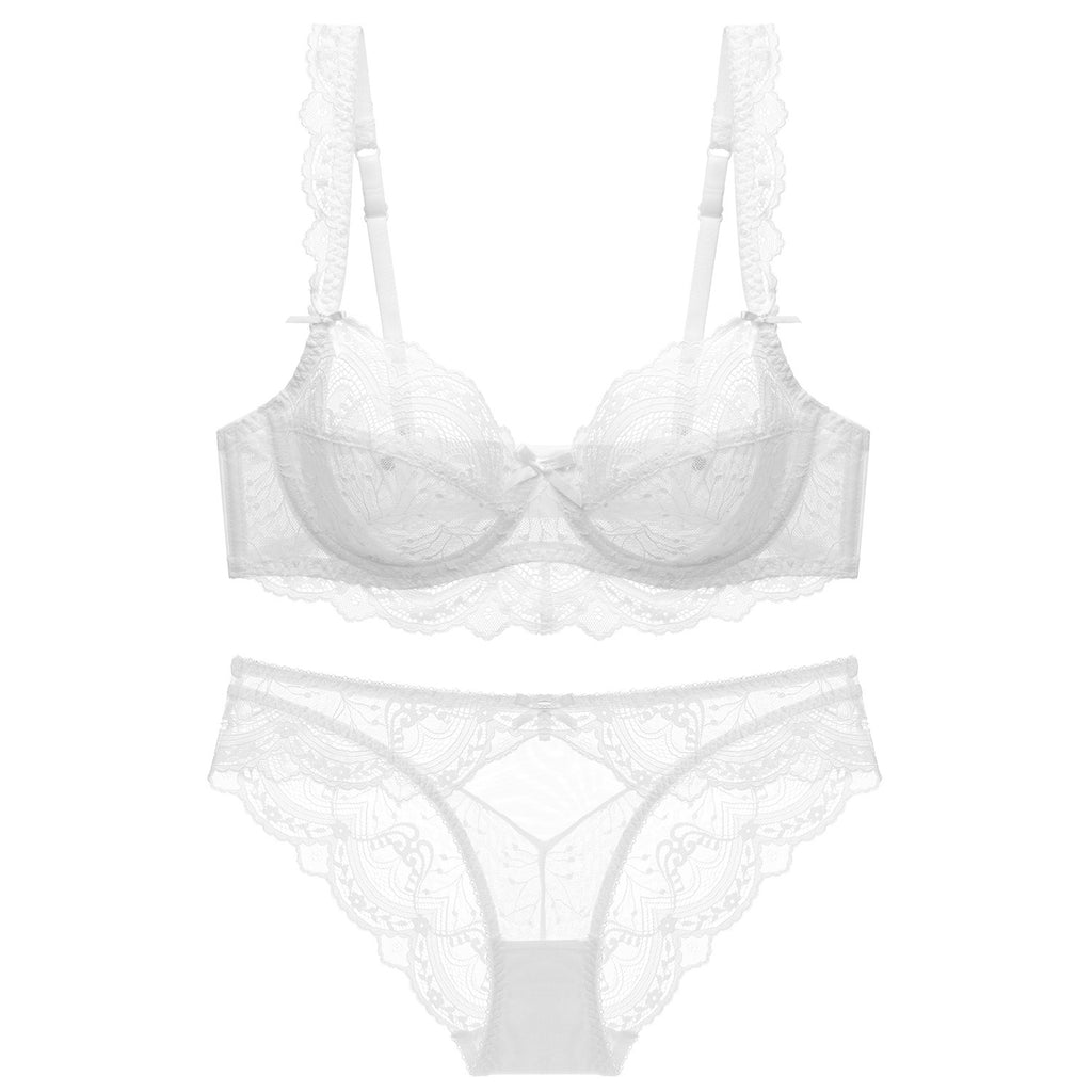 Ultra-Thin Sponge-Free Transparent Bra with Big Breasts and Small Lace Bra