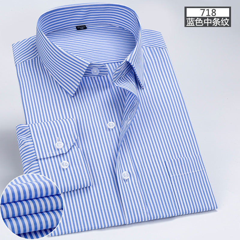 Spring and Summer New Striped Long-Sleeved Shirts for Men, Business Casual