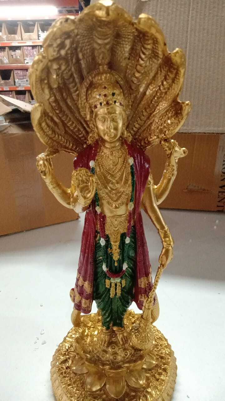 Lord Vishnu Standing Idol Antique Finish - 12 Inch