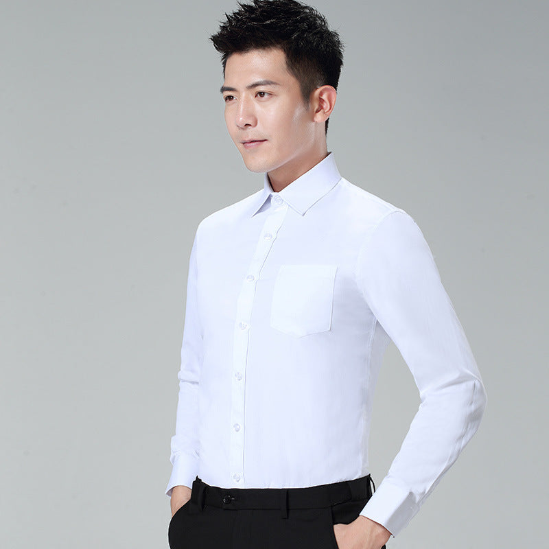 Men's Long-Sleeved White Shirt Autumn and Winter Loose Bottoming Business