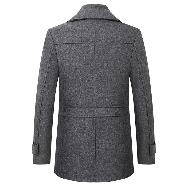 Autumn and Winter Double Collar Wool Coat Men's Coat Casual Mid-length