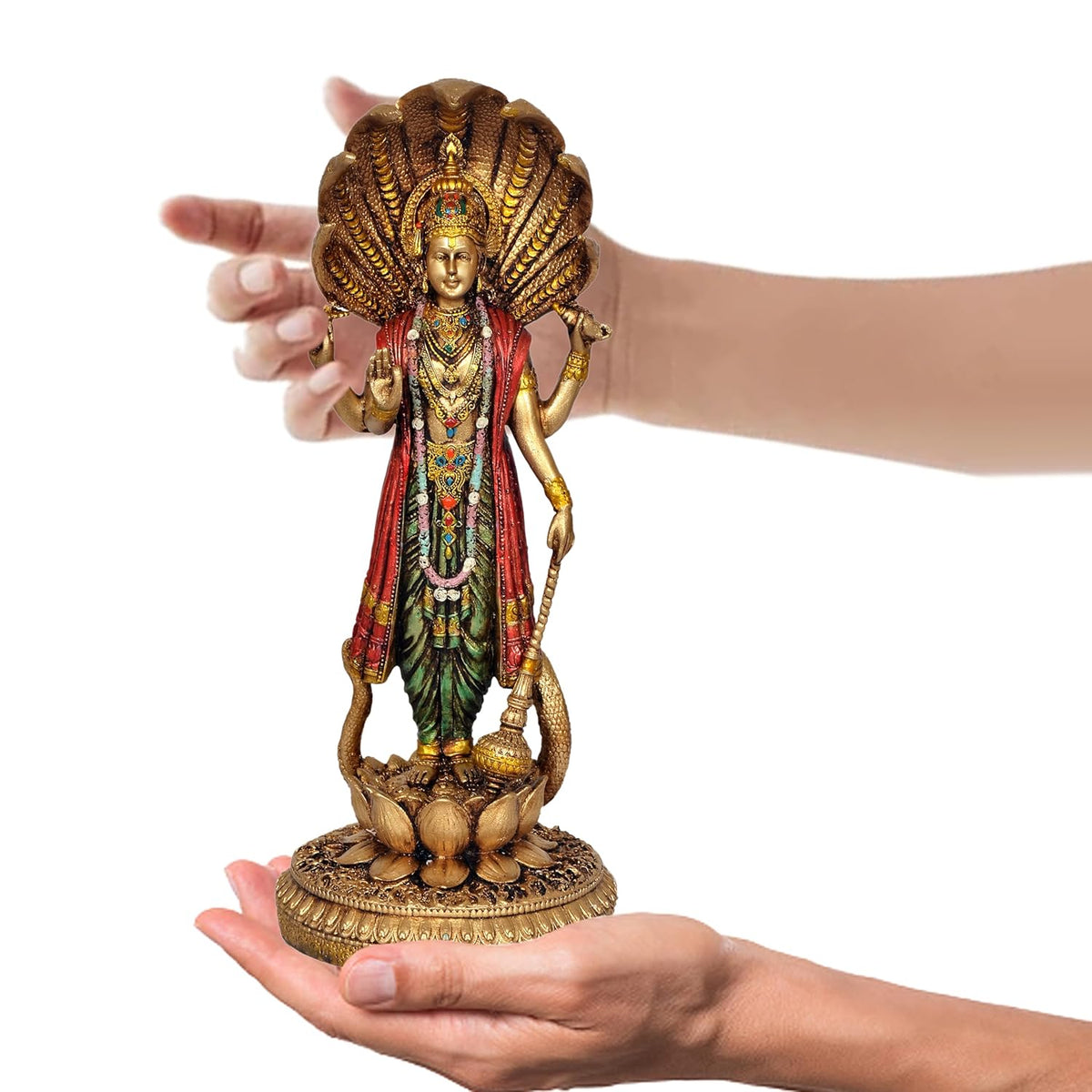 Lord Vishnu Standing Idol Antique Finish - 12 Inch