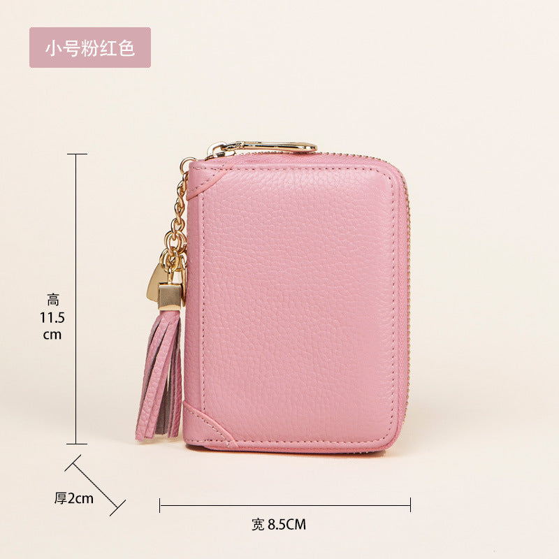 Card Bag Women's Multi-Card Cowhide Anti-Theft Brush RFID Leather