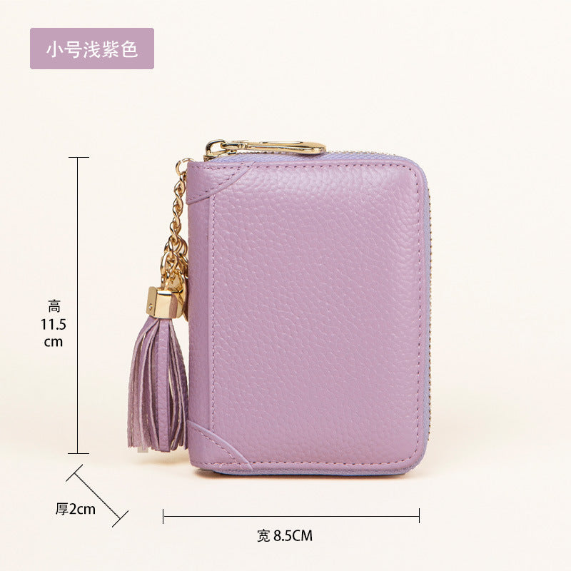 Card Bag Women's Multi-Card Cowhide Anti-Theft Brush RFID Leather
