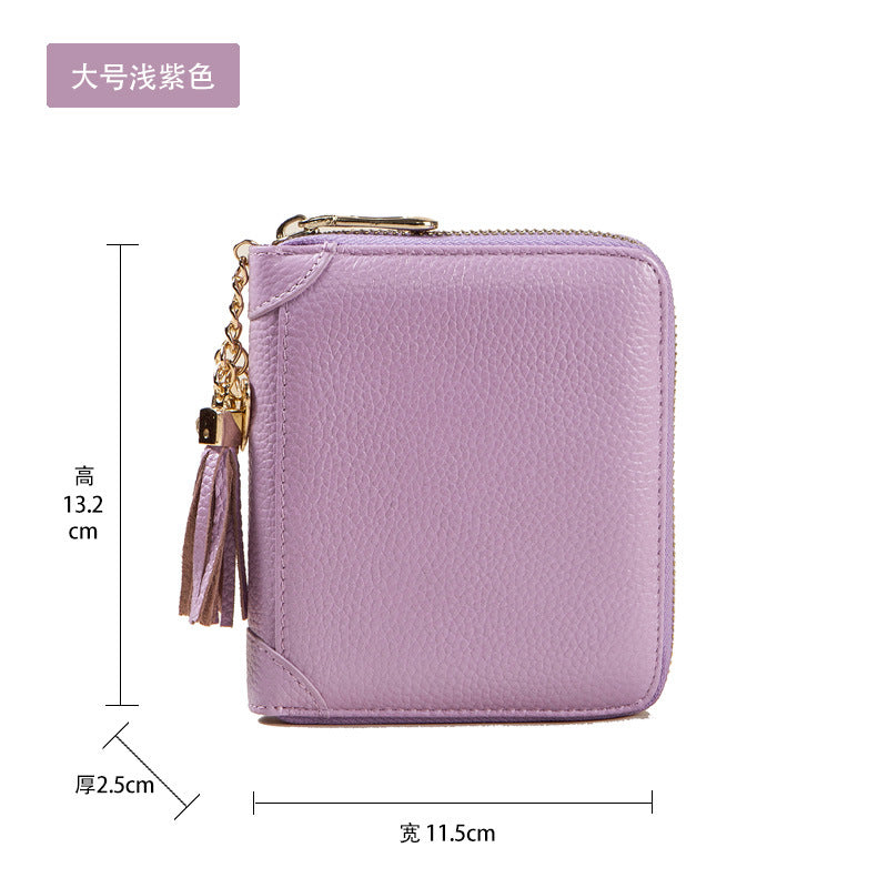 Card Bag Women's Multi-Card Cowhide Anti-Theft Brush RFID Leather