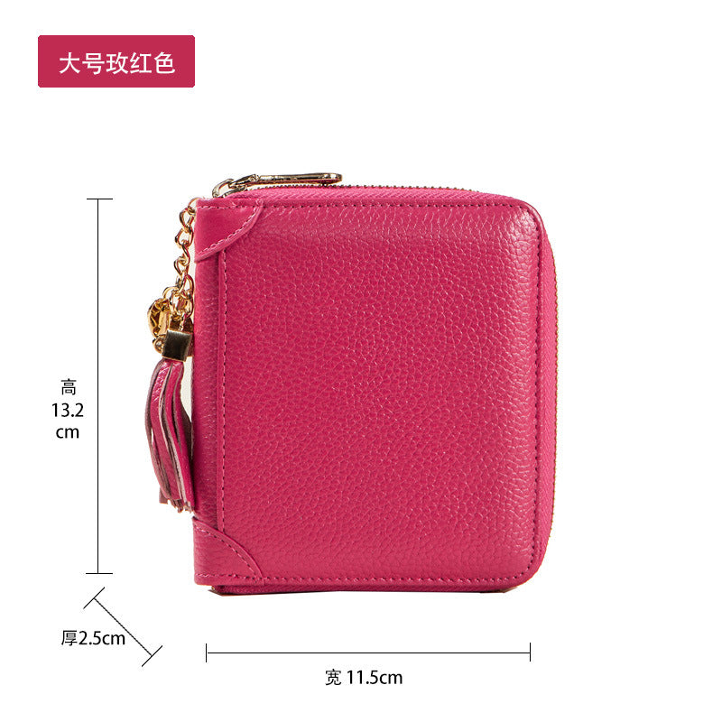 Card Bag Women's Multi-Card Cowhide Anti-Theft Brush RFID Leather