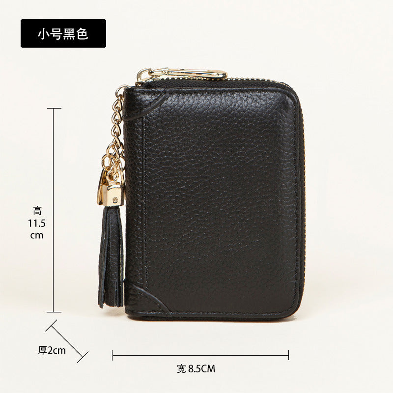 Card Bag Women's Multi-Card Cowhide Anti-Theft Brush RFID Leather