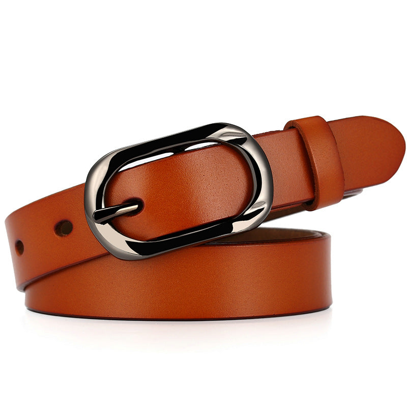 New Women's Cowhide Belt Pin Buckle Genuine Leather Belt Casual Fashion