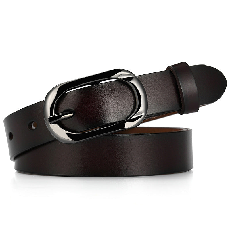 New Women's Cowhide Belt Pin Buckle Genuine Leather Belt Casual Fashion