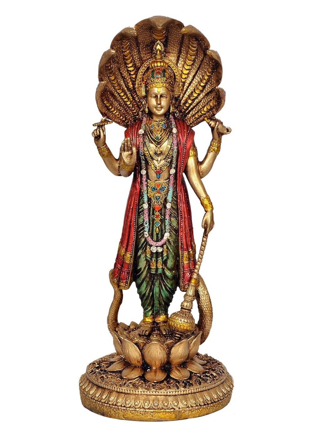 Lord Vishnu Standing Idol Antique Finish - 12 Inch