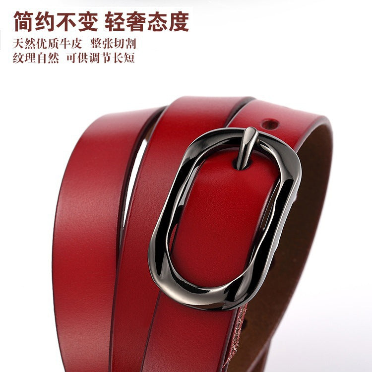 New Women's Cowhide Belt Pin Buckle Genuine Leather Belt Casual Fashion