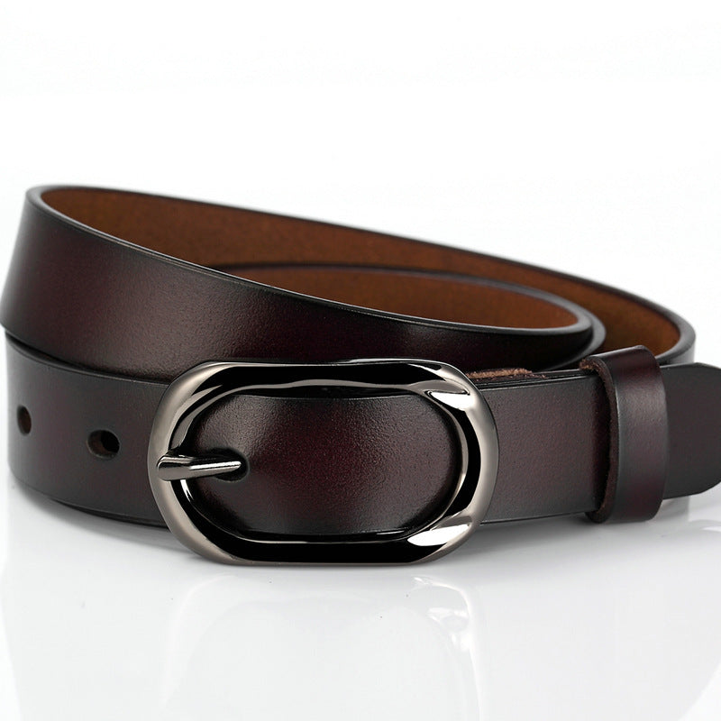 New Women's Cowhide Belt Pin Buckle Genuine Leather Belt Casual Fashion