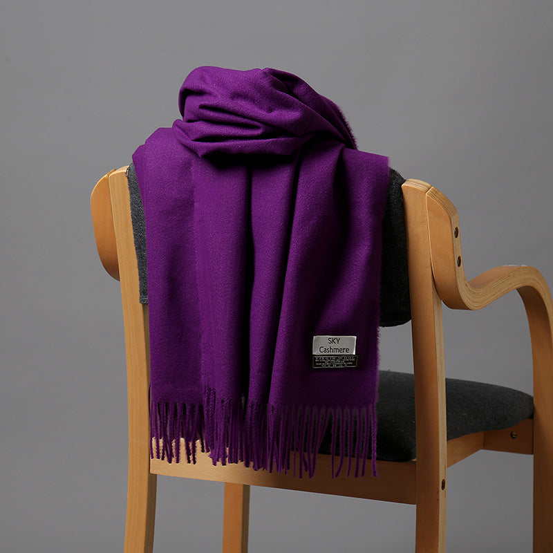 Autumn and Winter Sky Pure Color Imitation Cashmere Scarf Single Color