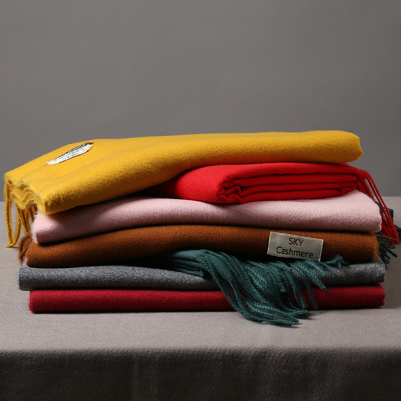 Autumn and Winter Sky Pure Color Imitation Cashmere Scarf Single Color