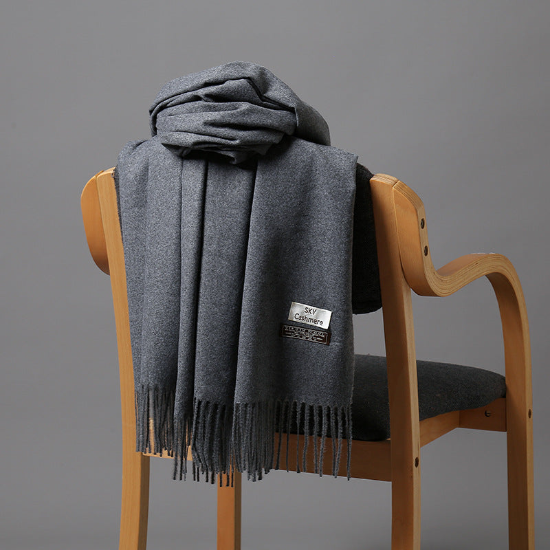 Autumn and Winter Sky Pure Color Imitation Cashmere Scarf Single Color
