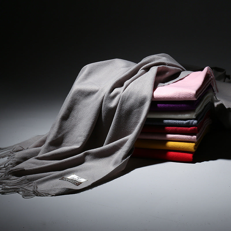 Autumn and Winter Sky Pure Color Imitation Cashmere Scarf Single Color