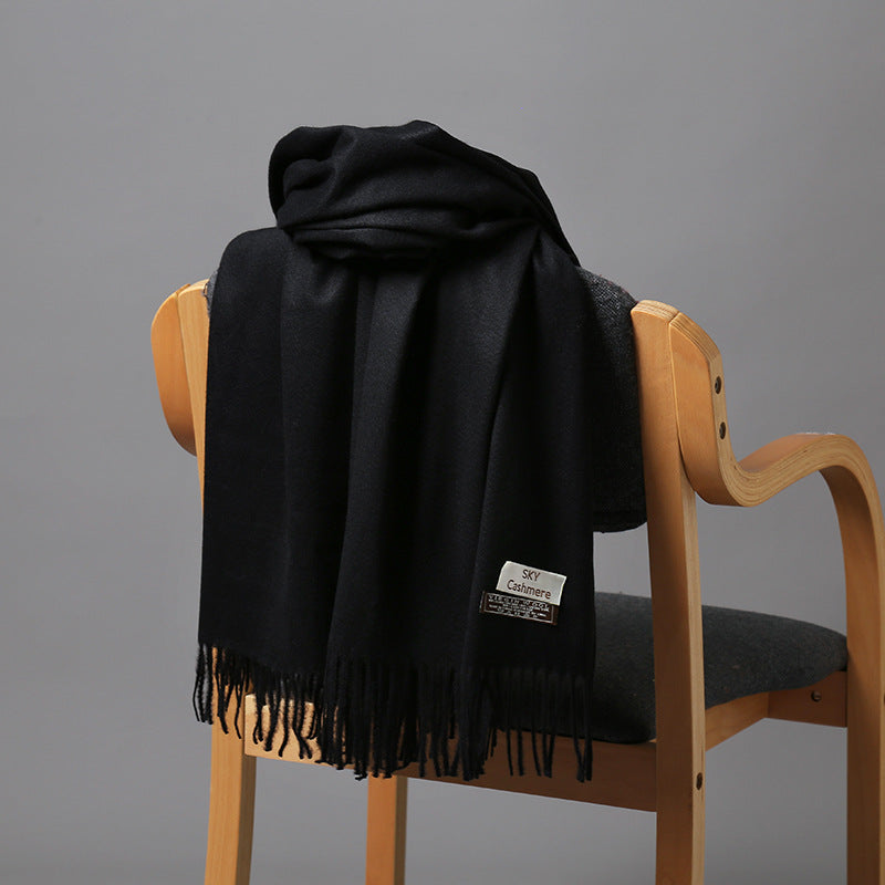 Autumn and Winter Sky Pure Color Imitation Cashmere Scarf Single Color
