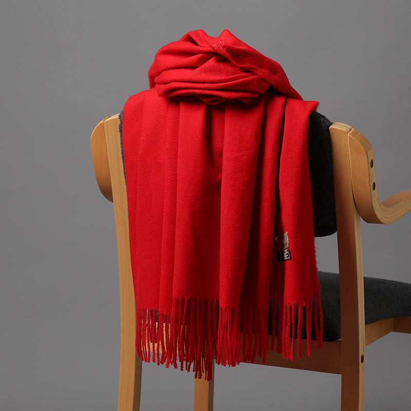 Autumn and Winter Sky Pure Color Imitation Cashmere Scarf Single Color
