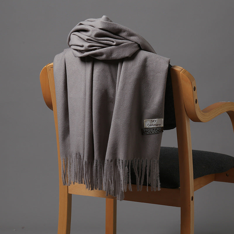Autumn and Winter Sky Pure Color Imitation Cashmere Scarf Single Color