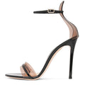 Plus Size Black Round Toe Transparent Sandals Ankle Strap Clear PVC Summer
