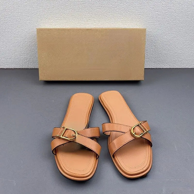 Muti Color Design Sandalias Mujer Women Pour Femmes Flat Sandals for Ladies