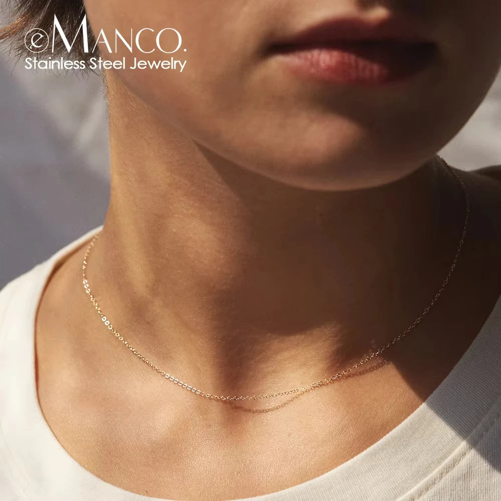 EManco Women's Stainless Steel Link Chain Necklace & Collare Choker
