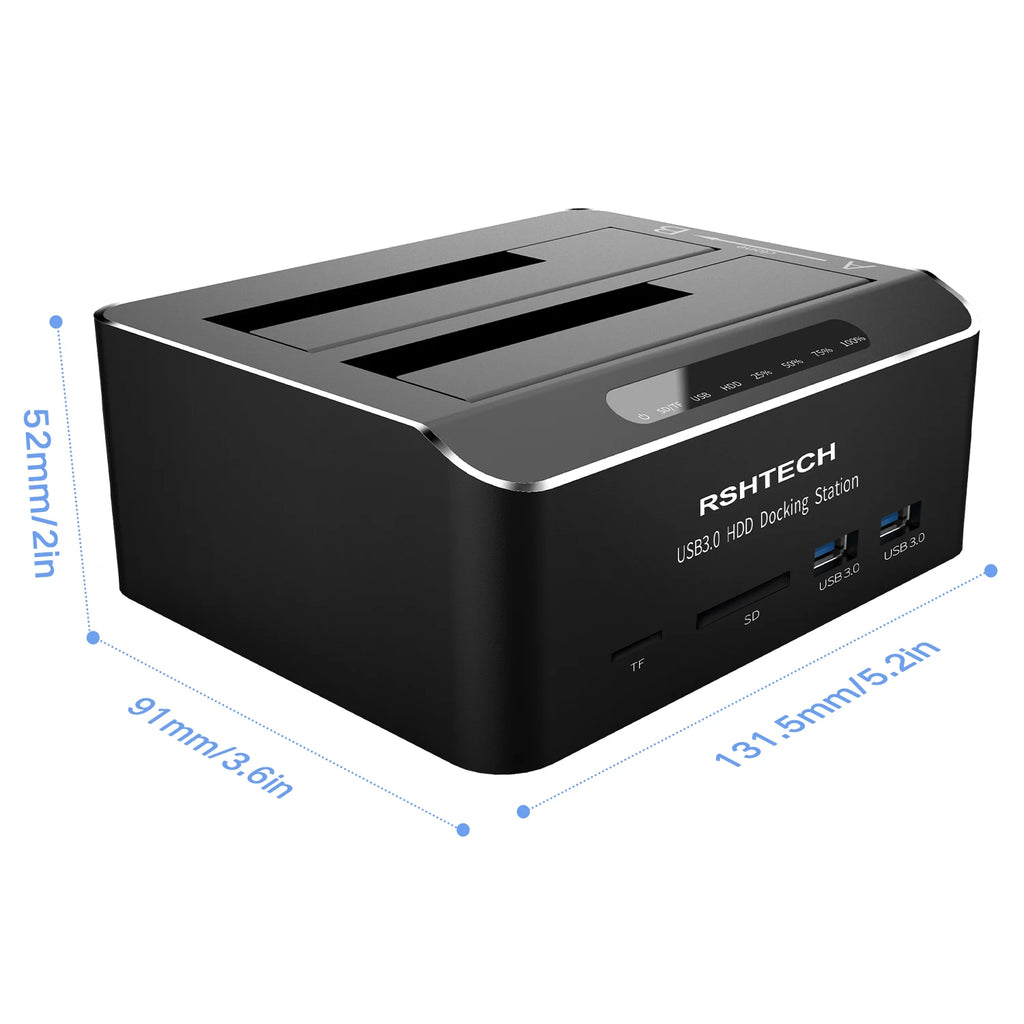 RSHTECH Docking Station HDD with SD/TF Card Reader 16TB USB 3.0 HDD