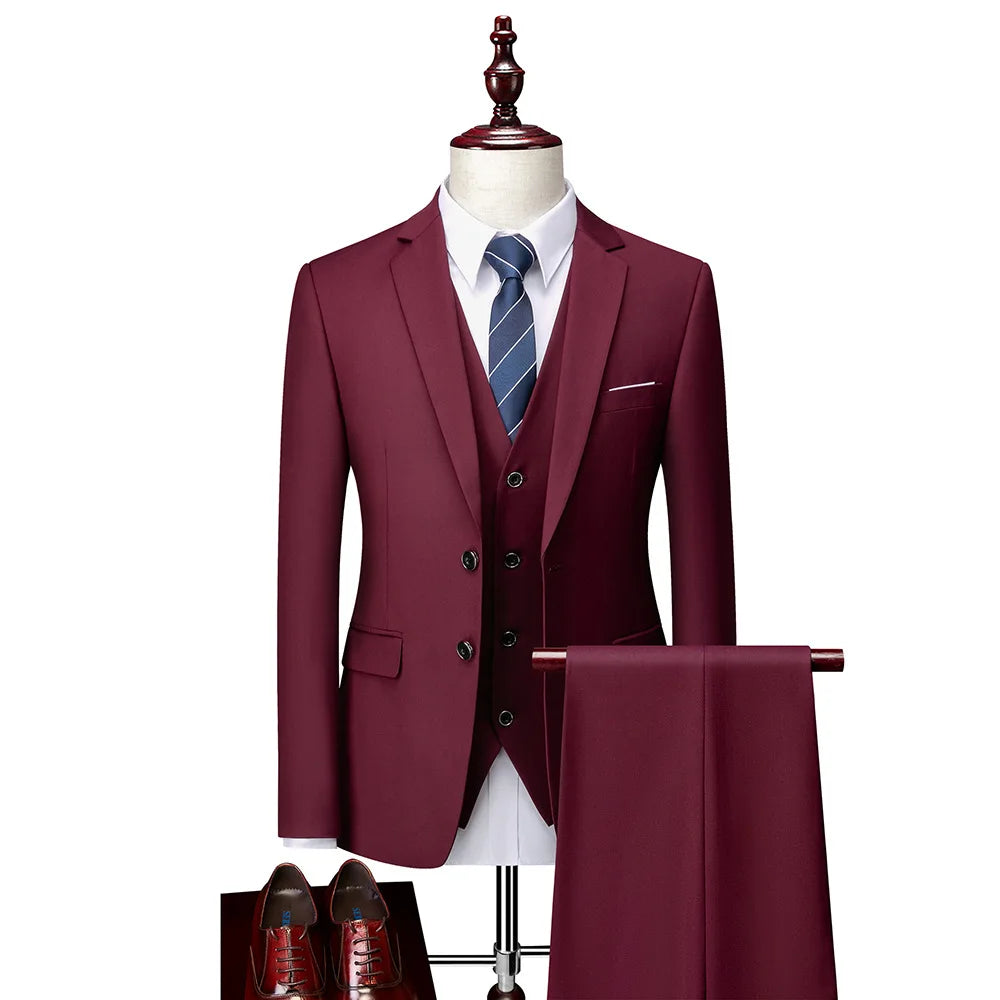 Fashion Boutique Plaid Casual Business Men's Suit Groom Wedding Dress