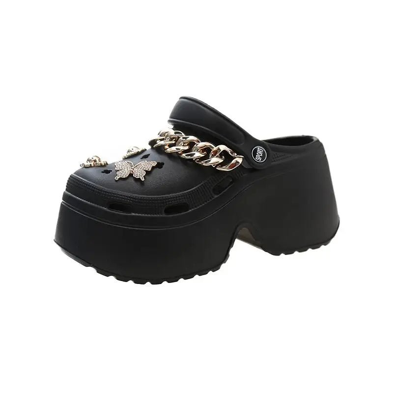 Sandalia Plataforma Comfortable Bling Rhinestone Thick Sole Summer