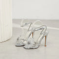 New French Style Beautiful Rhinestone Embroidered Flower Sexy One-Heeled