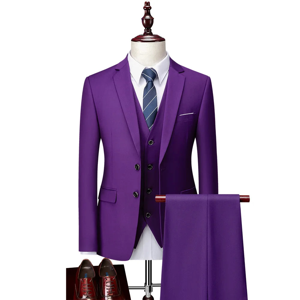 Fashion Boutique Plaid Casual Business Men's Suit Groom Wedding Dress