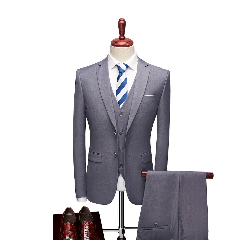 Fashion Boutique Plaid Casual Business Men's Suit Groom Wedding Dress