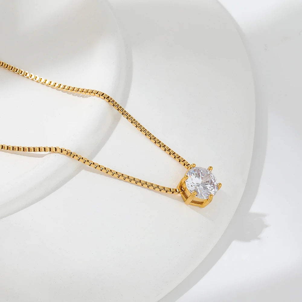 Avenzo 18K Plated Diamond Pendant Necklace