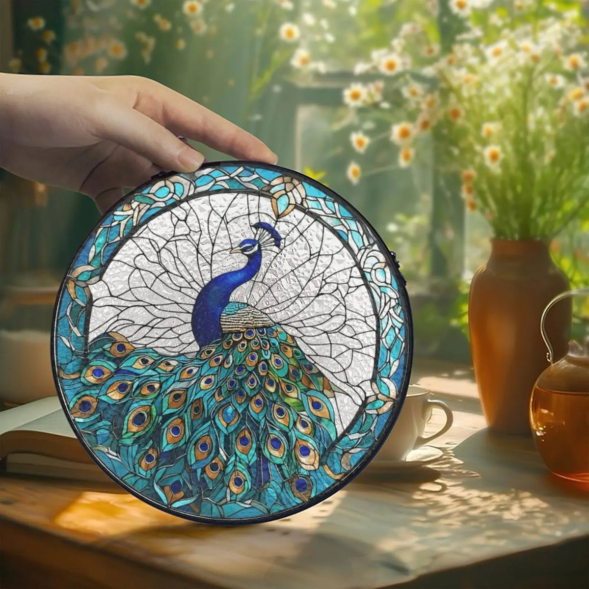 Stingray with Flat Glass Body Suncatcher Ocean Floor