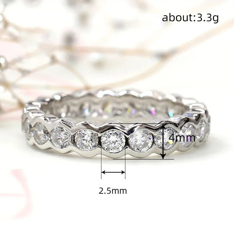 Q886 Women's Gold Eternity Band Ring Round Brilliant Cut Crystal