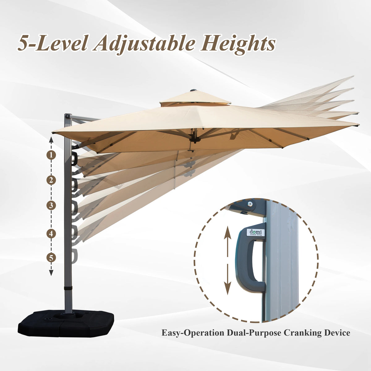 9*11 FtRectangle Cantilever Patio Umbrella with Center Pole Elegant