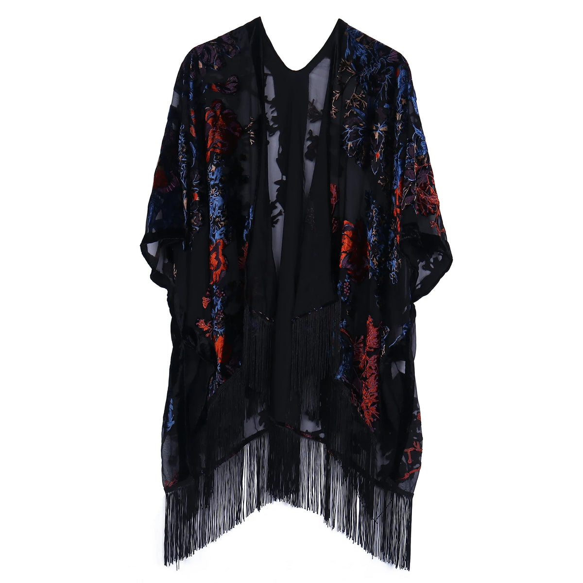 Best Quality Burnout Velvet Ladies Kimono Unique Design Burnout Velvet