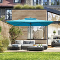9*11 FtRectangle Cantilever Patio Umbrella with Center Pole Elegant