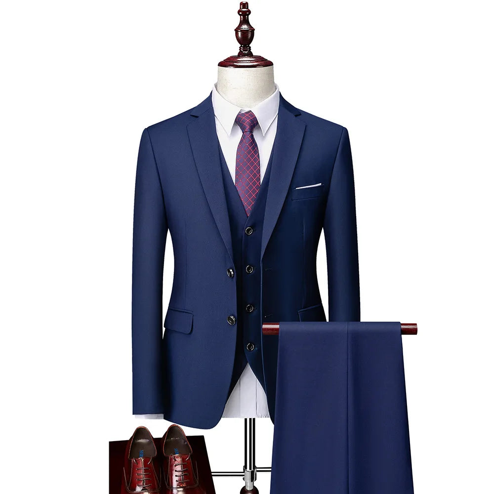 Fashion Boutique Plaid Casual Business Men's Suit Groom Wedding Dress