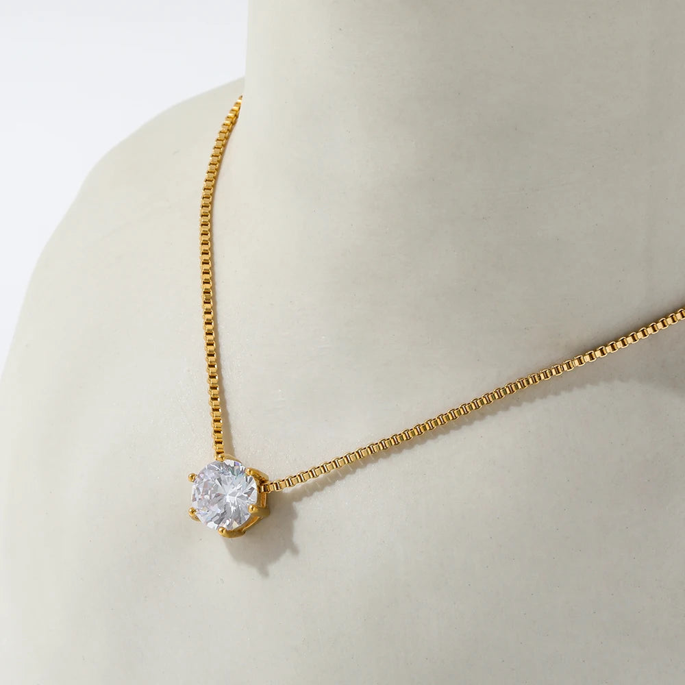 Avenzo 18K Plated Diamond Pendant Necklace