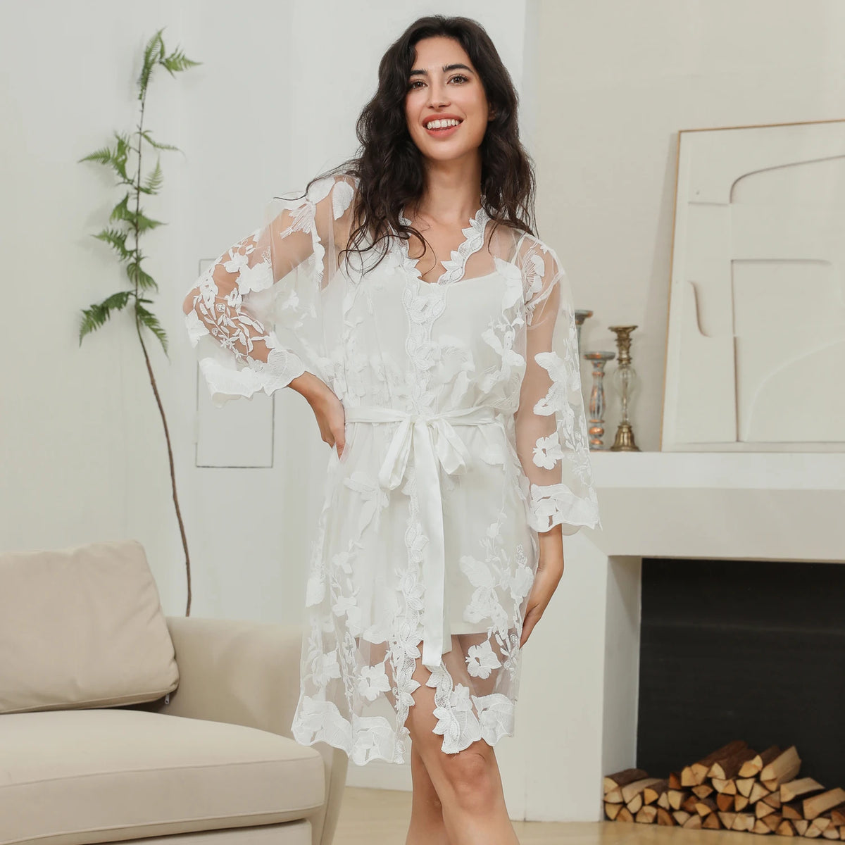 FUNG 8009 Silky Satin Floral Bridesmaid Pajamas, Watercolor Print Short