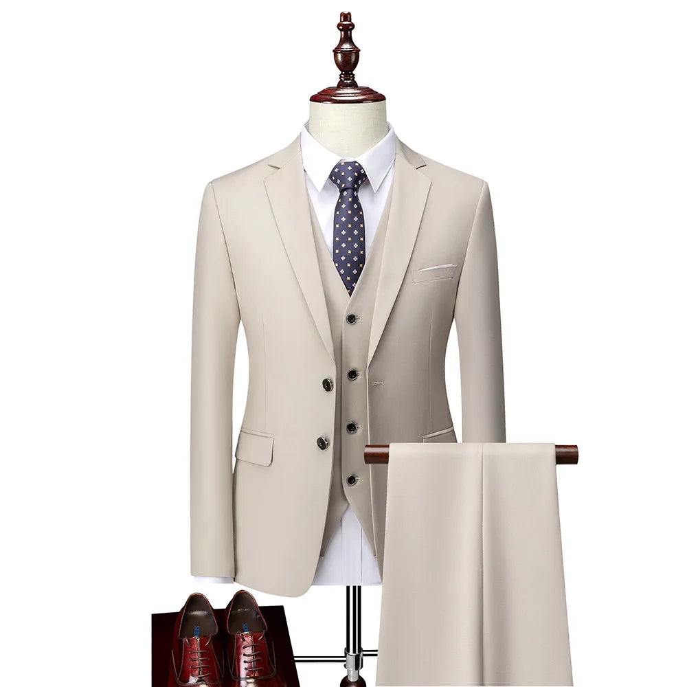 Fashion Boutique Plaid Casual Business Men's Suit Groom Wedding Dress